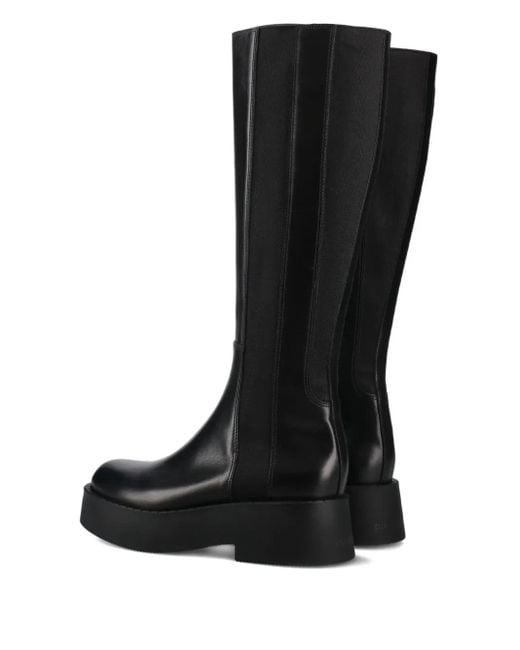 Premiata Black Elasticated-Panels Leather Boots