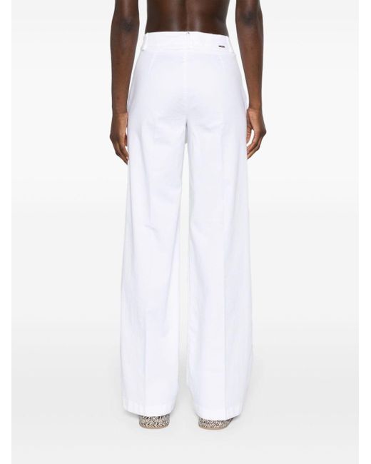 Liu Jo Straight-leg Cotton Trousers in het White
