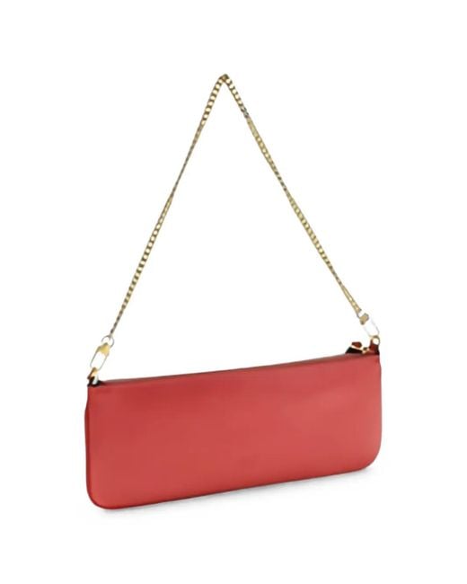 Pinko Red Horizontal Flat Leather Shoulder Bag