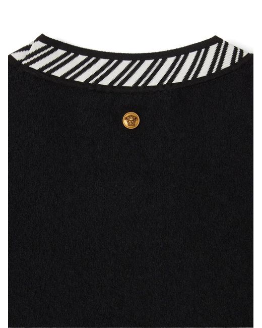 Versace Black Terry-Knit Cotton V-Neck Cardigan