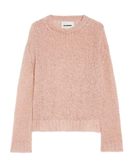 Jil Sander Pink Linen Crew-Neck Sweater for men