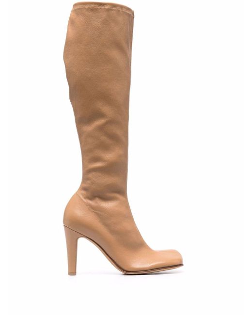 Botas altas con tacón cuadrado Bottega Veneta de Cuero de color Marrón -  Lyst