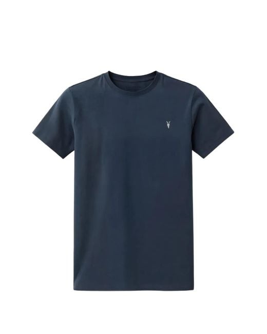 AllSaints Blue Tonic Crew Neck Slim Ramskull T-Shirt for men
