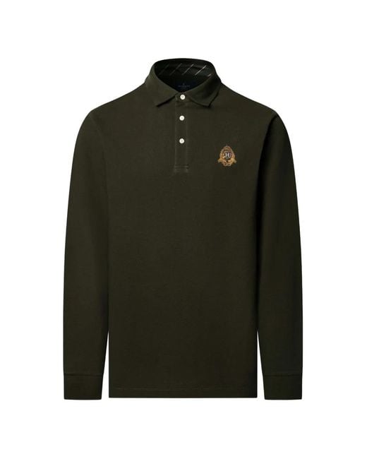 Hackett Green Heritage Crest Long-Sleeve Polo Shirt for men