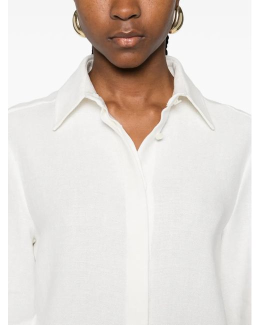 Kiton White Collared Shirt