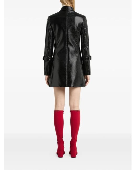 Courreges Black Manteau En Vinyle À Boutonnière Croisée