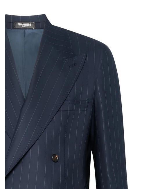 Franzese Collection Blue Berlusconi Double-Breasted Suit for men