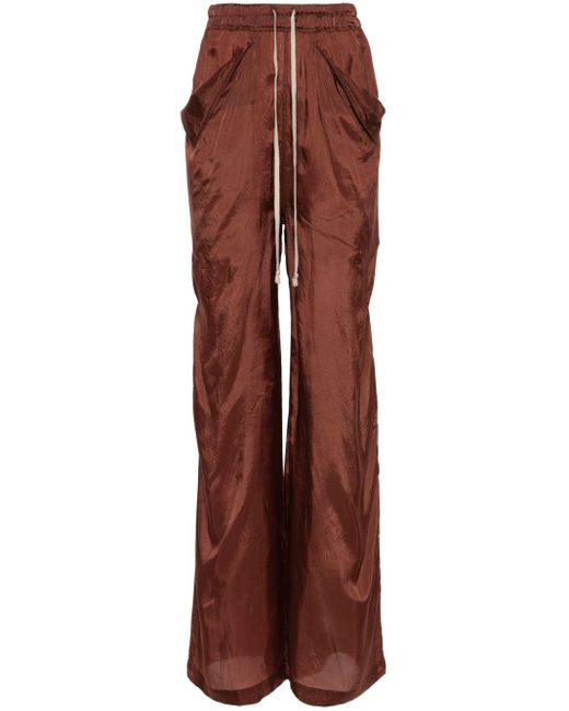 Rick Owens Brown Satin Straight Trousers