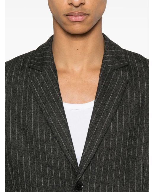 Samsøe & Samsøe Black Single-Breasted Pinstripe-Pattern Blazer for men