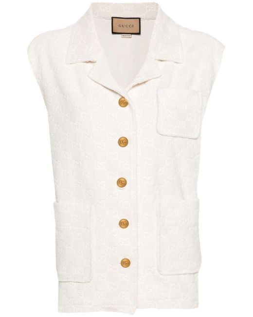 Gilet en coton à motif monogrammé GG Gucci en coloris White