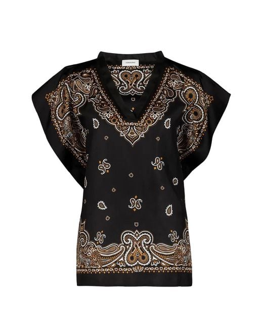 Ferragamo Black Arabesque-Print Poncho