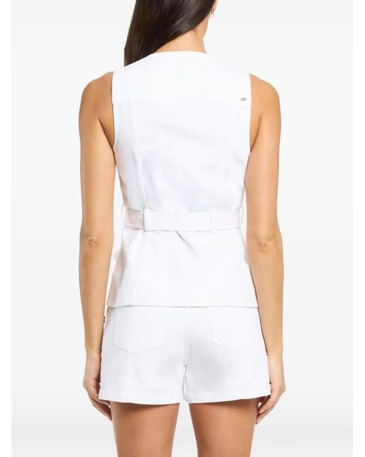 Cinq À Sept White Button Belted Top
