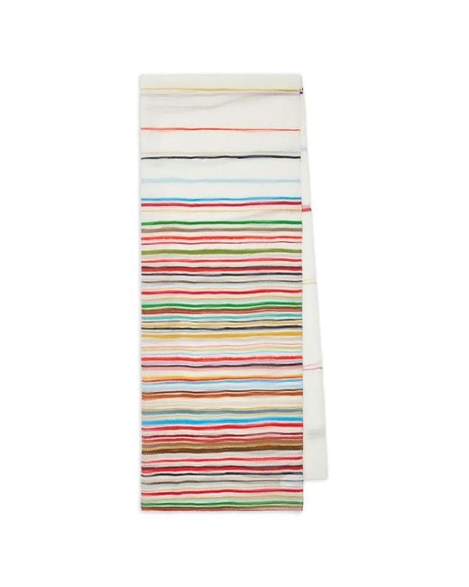 Paul Smith White Painted Stripe Silk Scarf