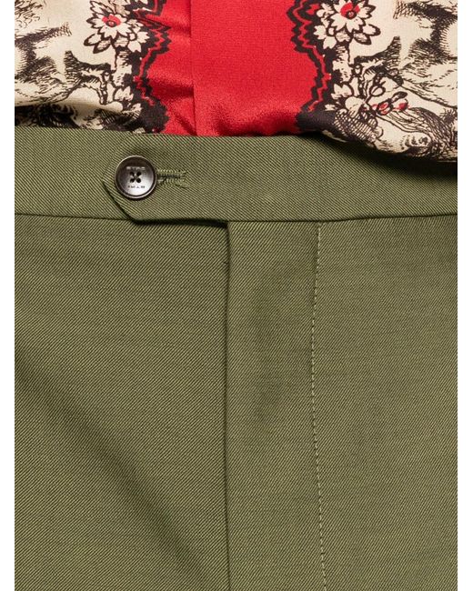 Etro Green Pleated Button Trousers for men