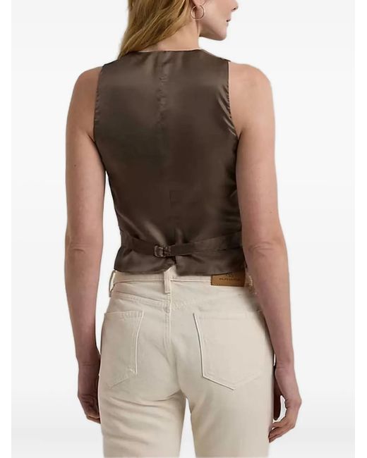 Ralph Lauren Green Checked Button-Fastening Waistcoat