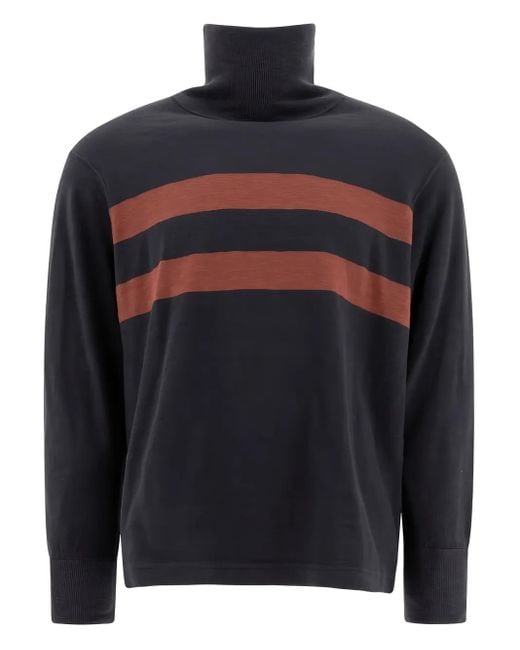 RRL Blue Turtleneck Stripe Cotton Sweatshirt for men