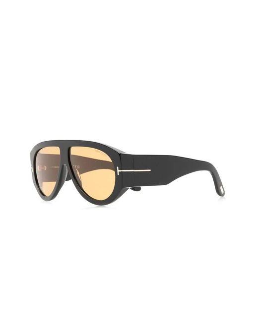 Tom Ford Black Bronson Pilot-Frame Sunglasses