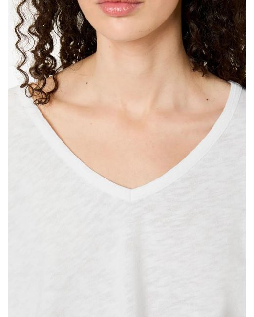 American Vintage Sonoma T-Shirt Met Lange Mouwen En V-Hals in het White