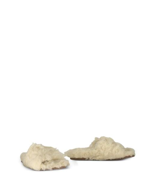 Red(v) White Open-Toe Shearling Sandals