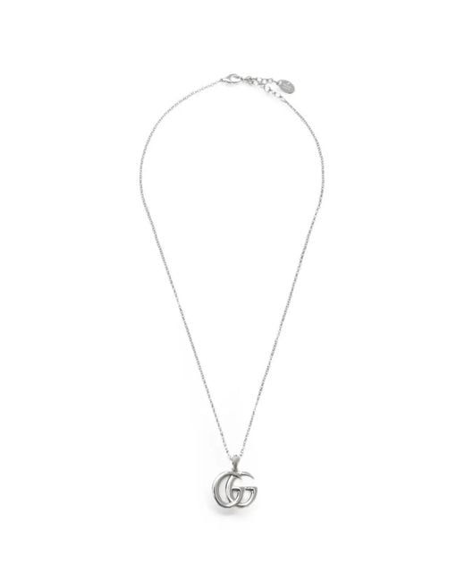 Gucci White Gg-Marmont Pendant Necklace