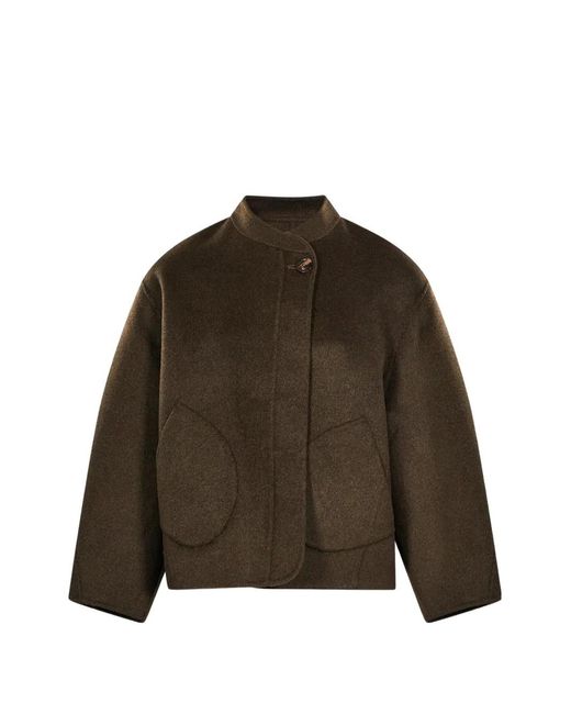 Soeur Brown Windsor Button-Up Patch-Pocket Jacket