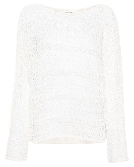 P.A.R.O.S.H. White Open-knit Long-sleeve Jumper