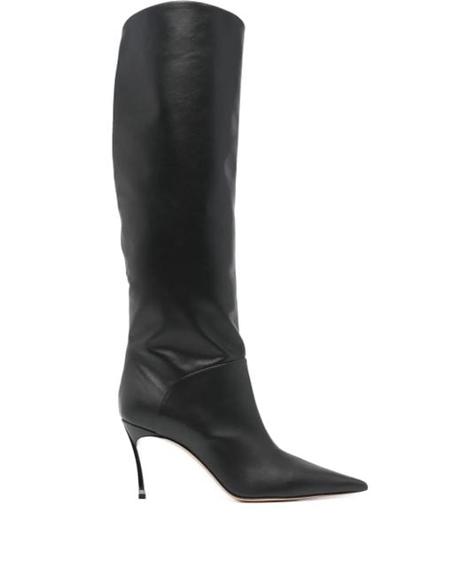 Casadei Black 'Superblade' Leather High Boots