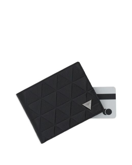 Guess Black Geometric-Embossed Bifold Wallet for men