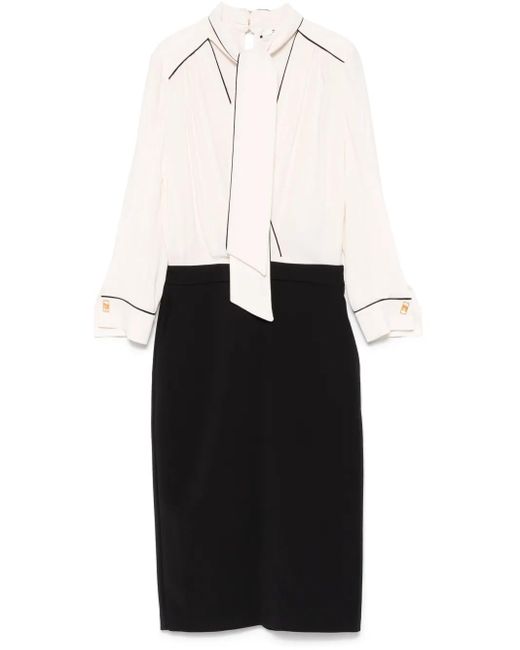 Elisabetta Franchi Black Midikleid Aus Georgette-Krepp