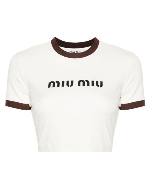 Miu Miu T-shirt Met Logoprint in het White