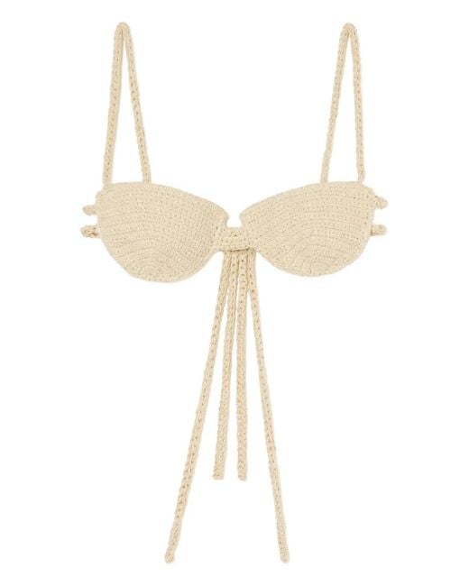 Alanui White Balconette Self-Tie Bra