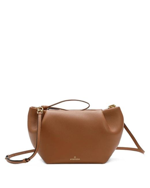 La Portegna Brown Marta Leather Shoulder Bag