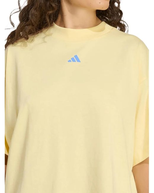 Adidas Blue Studio Boyfriend Logo-Print T-Shirt