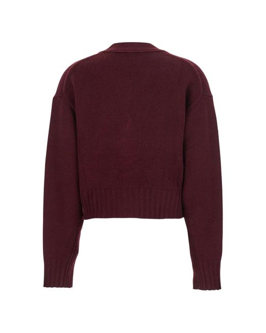 Allude Red Button V-Neck Cardigan