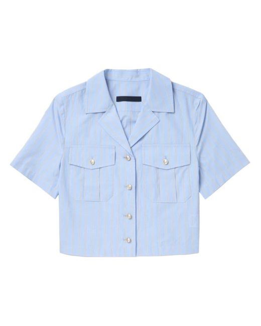 Juun.J Blue Pinstripe Short-sleeve Shirt Jacket
