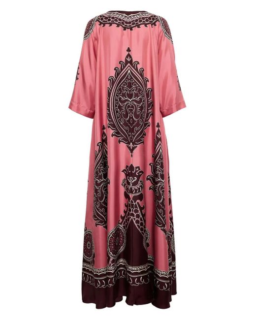 LaDoubleJ Red Printed Silk Maxi Dress
