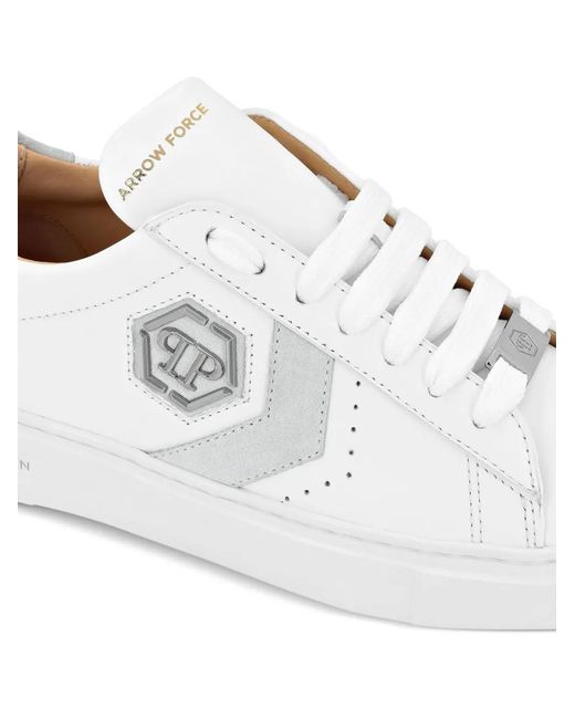 Philipp Plein White Arrow Force Leather Sneakers