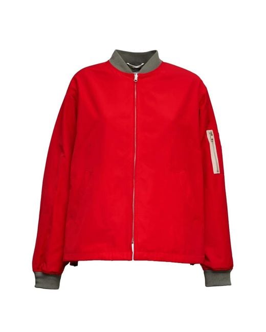 Department 5 Red Zip Ribbed-Trim Bomber