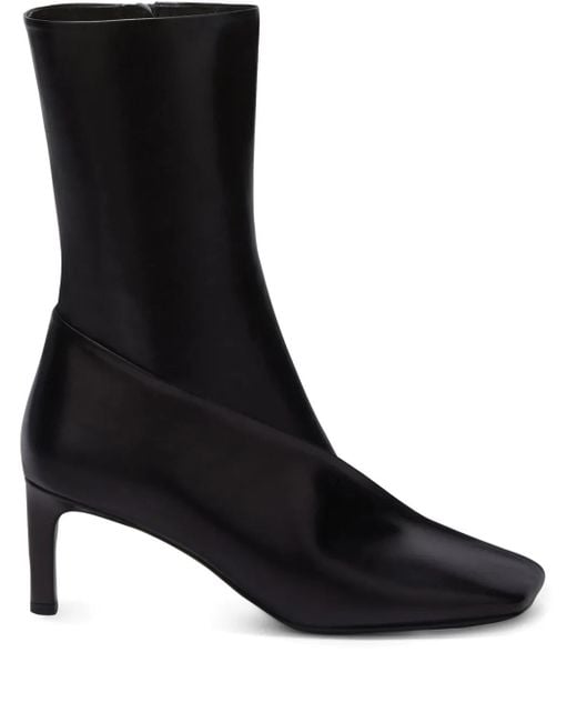 Jil Sander Black Square-Toe Ankle Boots