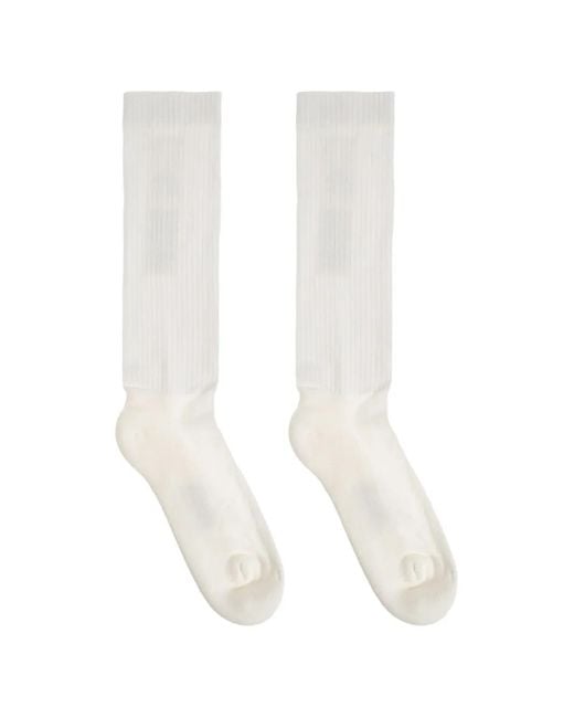 Rick Owens White Ribbed Socks