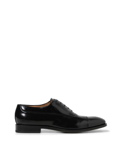 Ferragamo Black Polished Leather Oxford Shoes for men