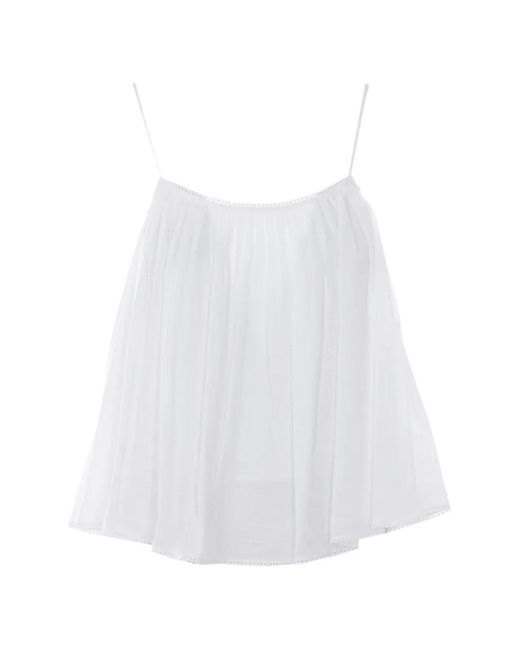 ELEH White Spaghetti Straps Embroidered Top
