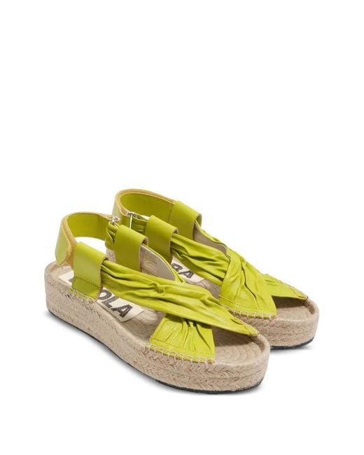 Bimba Y Lola Yellow Ruched Leather Sandals