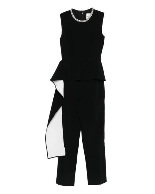 Roland Mouret Black Embellished Peplum Jumpsuit