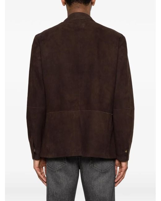 Canali Brown Button Suede Blazer for men