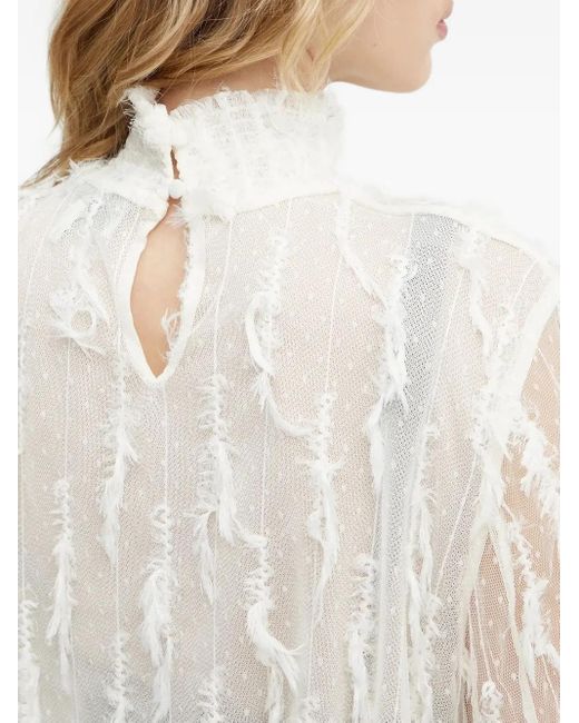 Munthe White Frayed-Edge Blouse