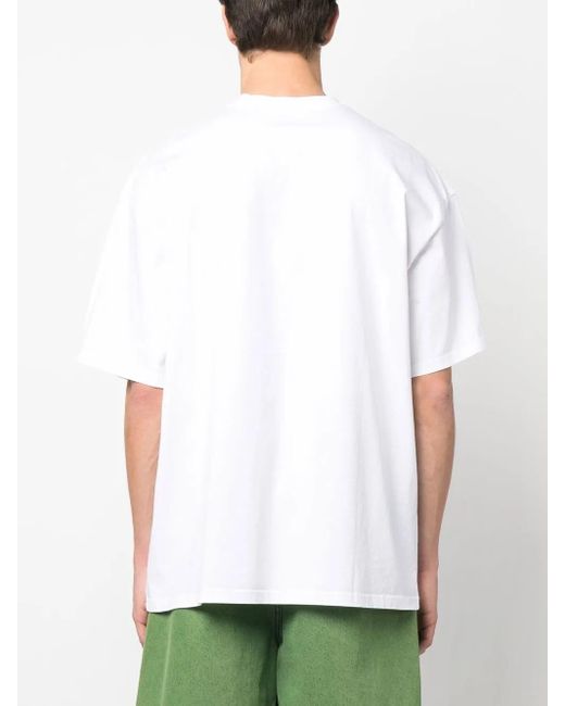 Martine Rose White Slogan-Print Cotton T-Shirt for men