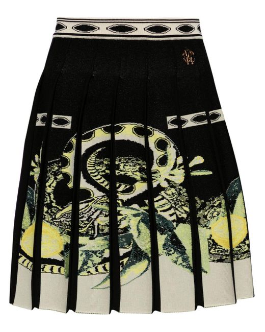 Roberto Cavalli Black Pleated Jacquard-knit Miniskirt