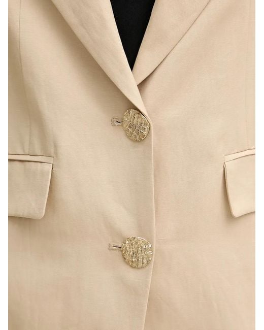 GAUDI Natural Peak-Lapels Single-Breasted Blazer