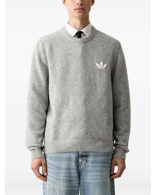 Adidas Gray Trefoil Essentials Fully Knit Sweater for men